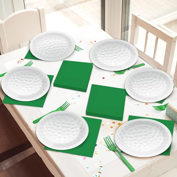Qyeahkj 100 Pcs Golf Party Supplies Plates and Napkins Set Golf Birthday Decorations Paper Tableware Dinnerware Kit Disposable Sports Ball Themed Party Decor Favors for Kids Serves 25