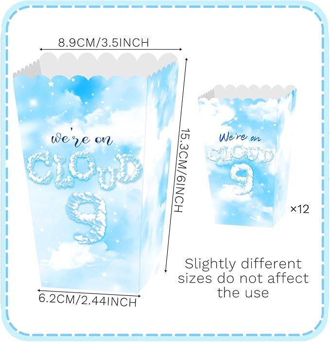LaVenty 12 PCS On Cloud 9 Party Popcorn Bags for On Cloud 9 Birthday, Bridal Shower, Wedding Party