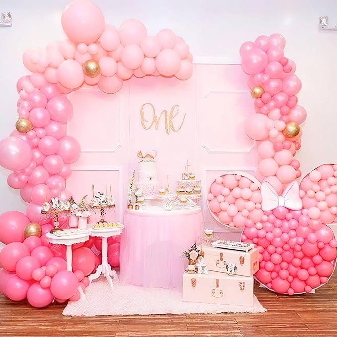PartyWoo Pearl Pink Balloons 140pcs Different Sizes of 18 12 10 5 Inch Light Pastel Baby Pink Balloon Arch Kit Garland for Girl Baby Shower Princess Gender Reveal Birthday Party Decorations Pink-Z44