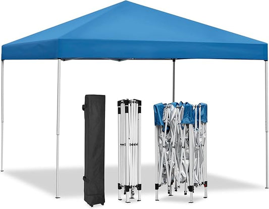 ZENY 10x10 Pop Up Canopy Tent Easy Set-up Outdoor Patio Canopy Adjustable Straight Leg Heights Instant Shelter with Wheeled Bag, Ropes