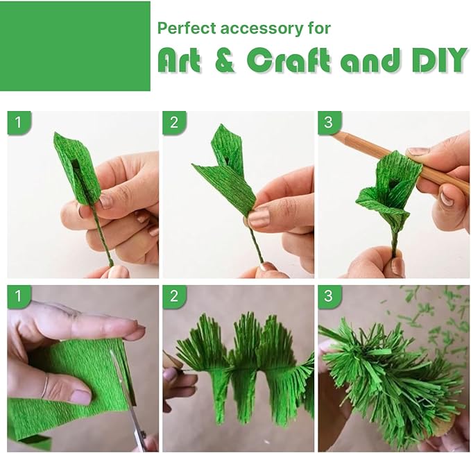 PartyWoo Crepe Paper Streamers 6 Rolls 492ft, Pack of Grass Green and Pale Olive Crepe Paper Streamer, Crepe Paper Birthday Decorations, Party Decorations, Wedding Decorations (1.8 in x 82 Ft/Roll)