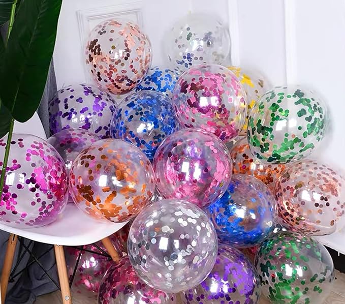 50pcs Blue Confetti Balloons,12 inch Latex Balloon with Blue Confetti Inside for Birthday Family Party Wedding Party Baby Shower Decoration Supplies