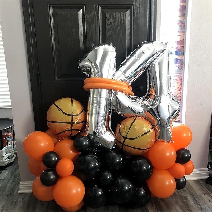 Silver Number Balloons, 40inch Large Number 4 Foil Helium Balloons for Girls Women, Self Inflating Number Balloons 0-9 for Men Boys 4th 14th 40th Birthday Anniversary Party Celebration Decoration