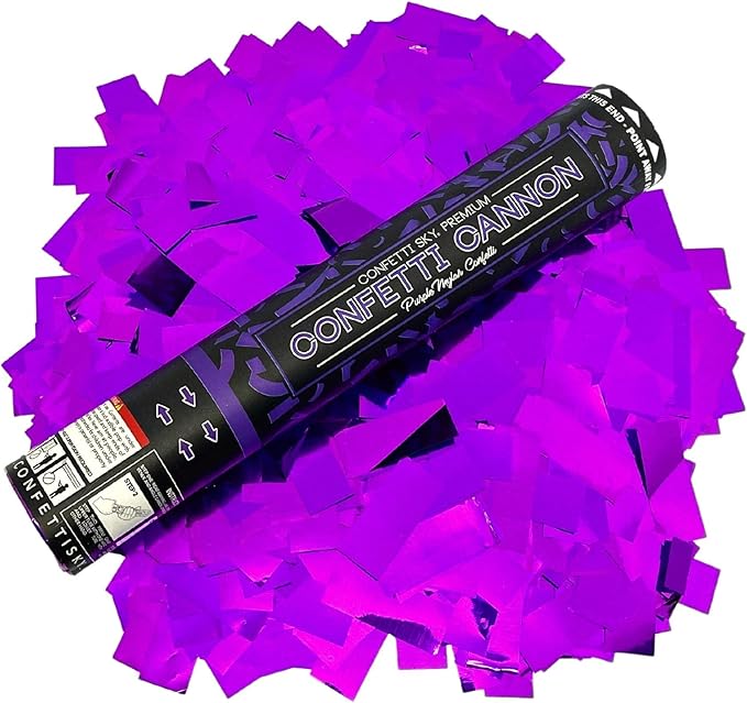 Confetti Sky [6 Pack] 12 Inch Confetti Cannons | Purple Confetti Poppers for Wedding Celebration, Birthday Party, Pranks, Graduation, Christmas Eve and New Year Celebration