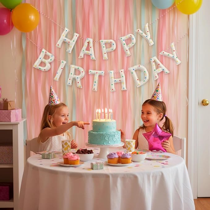 Suncalla Pre-strung Happy Birthday Banner with Colorful Beads Reusable Felt Garland Hanging Decorations Party Bunting for Birthday Decor Photo Props Home Backdrop