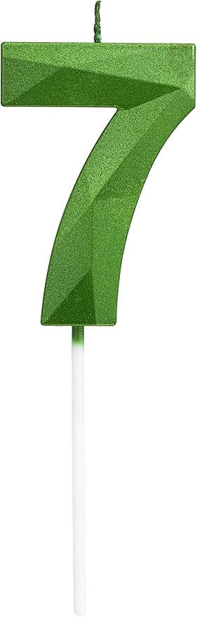 Green Happy Birthday Cake Candles,Wedding Cake Number Candles,3D Design Cake Topper Decoration for Party(Green Number 7)