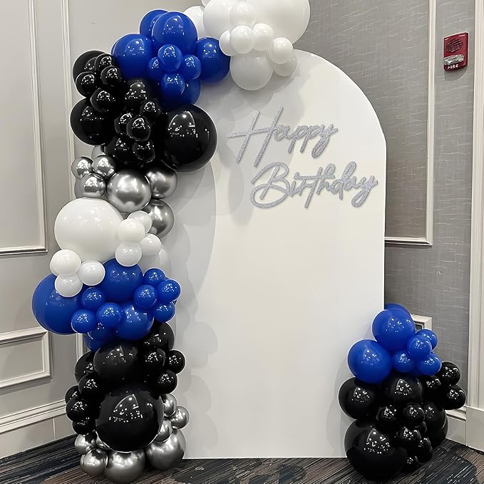 Happy Birthday Sign for Backdrop - Glitter Silver Felt 'Happy Birthday' Letter Sign for Balloon Arch Backdrop Decorations