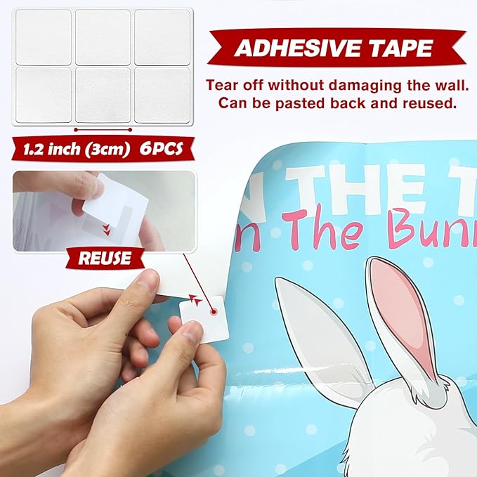 PARTYLOUD Pin The Tail on The Bunny, Easter Games, 30 PCS Easter Party Games Classroom Toddlers Preschool Party Supplies Favors for Boys Girls Adults