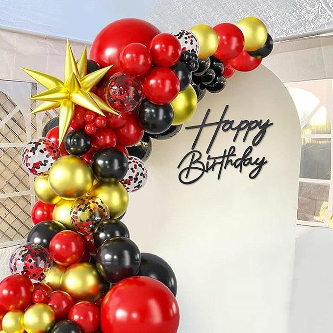 Happy Birthday Sign for Backdrop - Glitter Happy Birthday Felt Letter Sign for Balloon Arch Birthday Party Balloon Arch Backdrop Decorations for Birthday Party Baby Shower - Glitter Black