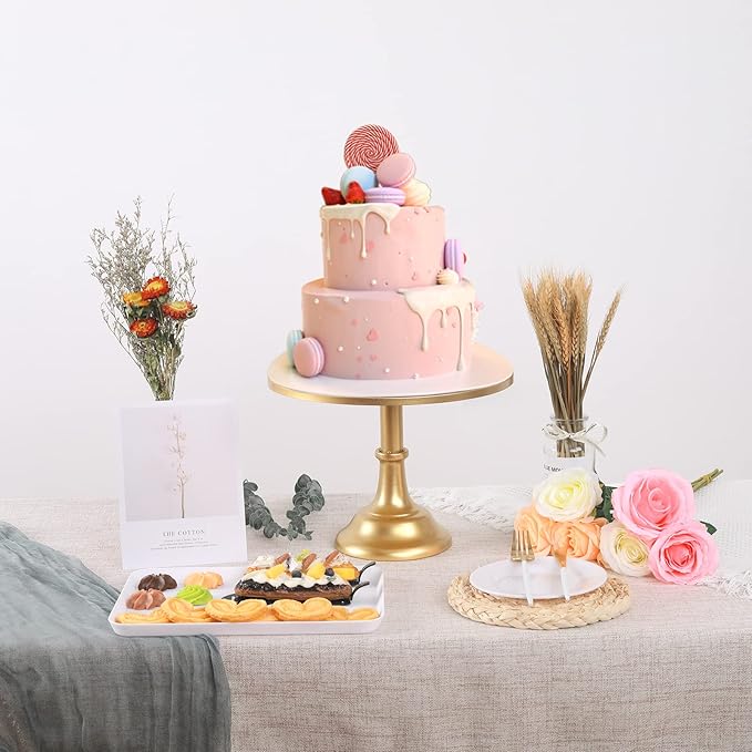 3 Pcs Metal Cake Stand, Cake Pop Stand with Durable & Stable Design, Tall Cake Stands for Dessert Table, Perfect Display for Wedding, Party, Birthday, Baby Shower (Gold)