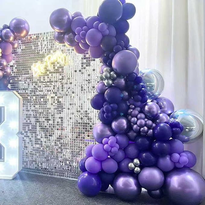 YMSZ Purple Balloon Garland Arch Kit, Dark Purple Balloons and Purple Balloon for for Purple Birthday Wedding Baby Shower Party Decorations