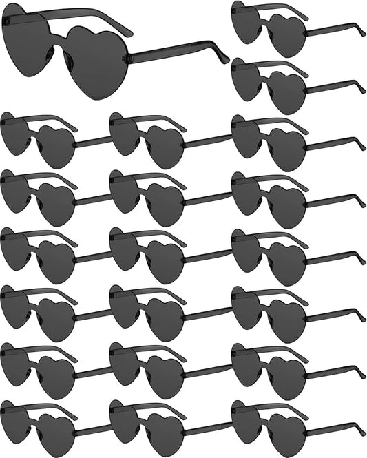 Frienda 20 Pairs Heart Shaped Sunglasses Rimless Candy Color Glasses for Women Men Party Favor