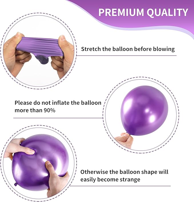 RUBFAC Purple Balloons, Lavender Purple Metallic and Confetti Party Balloons 65pcs 12 Inch for Mother's Day, Baby Shower, Girls Birthday, Wedding, Anniversary Party Decorations