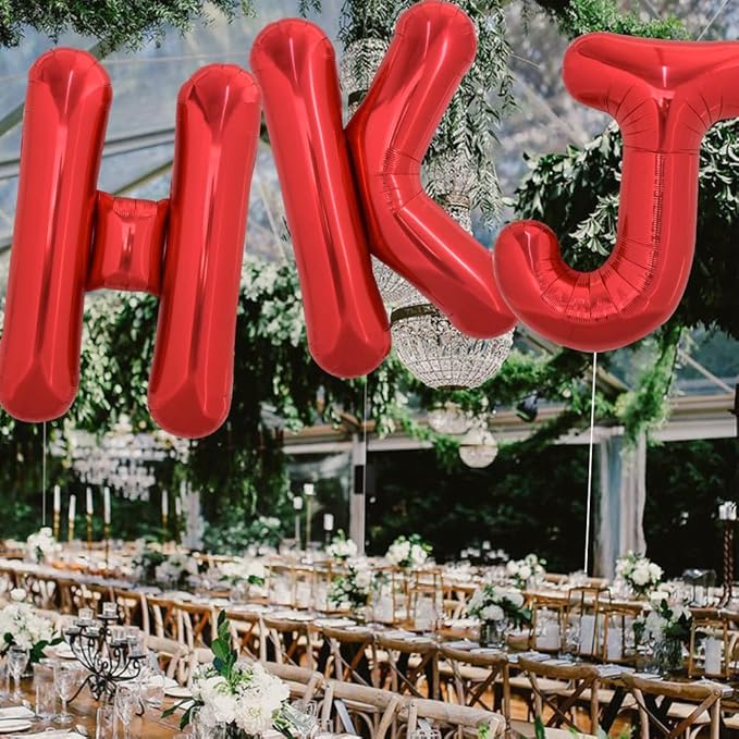 TONIFUL 40 Inch Large Bright Red Letter Balloons A-Z, Giant Jumbo Helium Foil Mylar Big Letter K Balloons for Birthday Party Anniversary Wedding Decorations