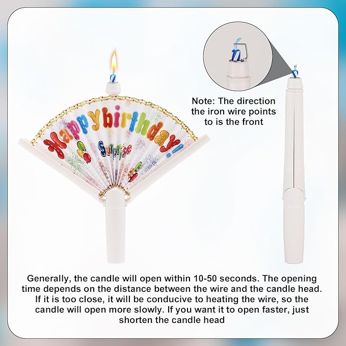 2pcs Novelty Fan Birthday Candle, Pop-up Surprise Clown Candles Funny Cake Topper Cool Fun Candle Trick Candles Creative Happy Birthday for Party Supplies