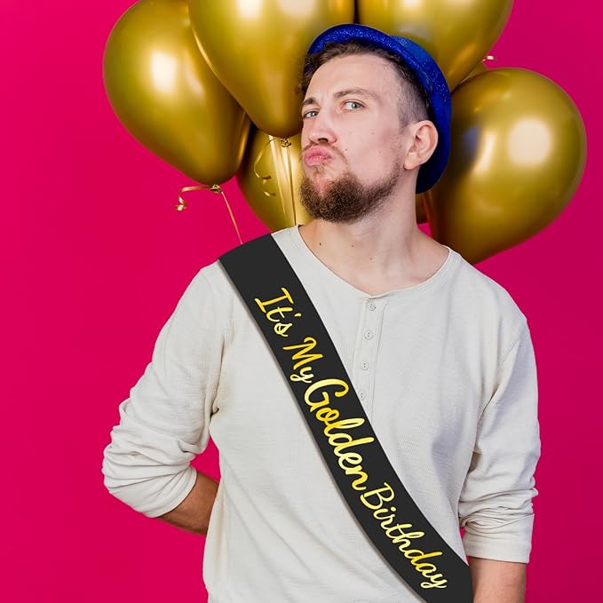 It's My Golden Birthday Sash with Gold Foil, Black Happy Birthday Sash for Teens, Women and Men, Bday Girl Sashes, Bday Boy Sashes, Golden Party Decorations Supplies Gifts Ideas