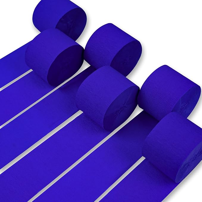 PartyWoo Blue Crepe Paper Streamers 6 Rolls 492 ft Pack of Dark Royal Blue Crepe Paper for Graduation Independence Day Baby Shower Wedding Birthday Party Decorations (1.8 Inch x 82 Ft/Roll)