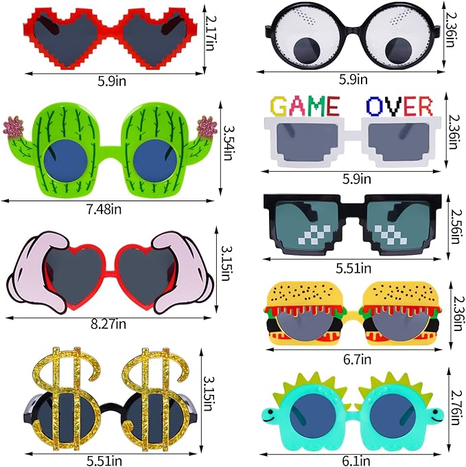Sucrain 9pcs Luau Sunglasses Hawaiian Tropical Glasses Summer Photo Beach Supplies Decoration