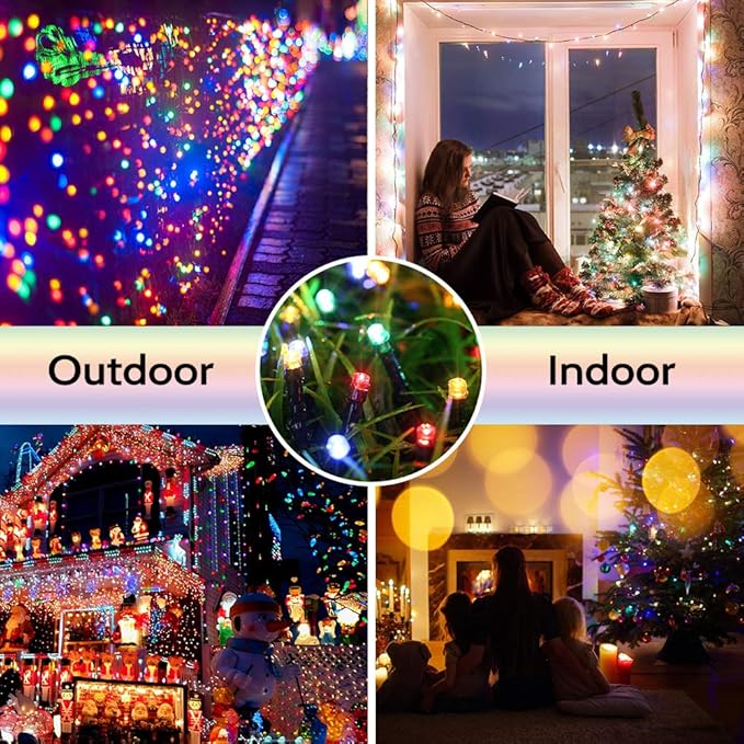 Toodour Multicolor 82ft 200 LED Christmas String Lights with 8 Modes, Timer, Low Voltage Indoor Fairy Twinkle Lights for Home, Garden, Party, Holiday, Tree, Christmas Decorations