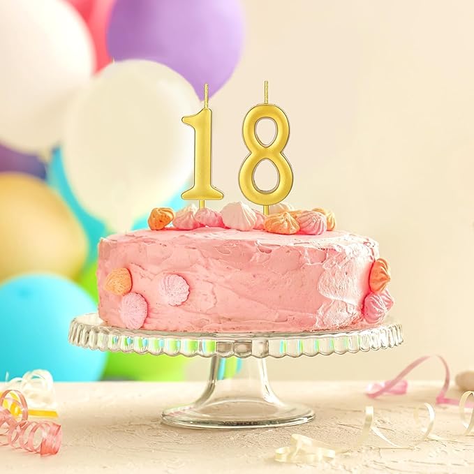 32 Pieces Number Birthday Candles Gold Cake Candles Number 0-9 Cake Decoration for Birthday Ten-Year Milestone Anniversary Wedding Party Celebration (Gold)