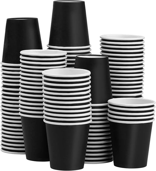 3 oz Paper Cups, 100 Pack Black Bathroom Cups, 3 oz Mouthwash Cups Small Disposable Cups, Bath Paper Cups for Home, Office, Wedding, Travel