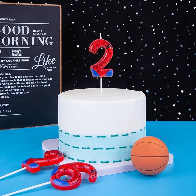 PHD CAKE 2.76 Inch Number 2 Spider Birthday Candles, Spider Cartoon Themed Number Candles, Cake Number Candles, Party Celebration