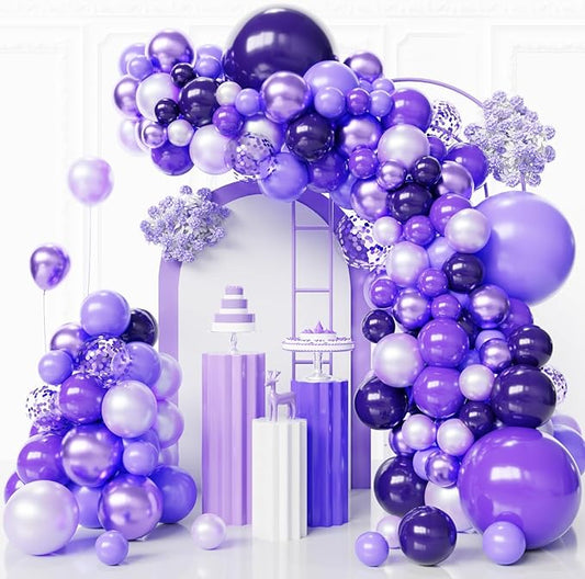 Light Purple Balloons Arch Kit,130pcs Pastel Purple Balloon Garland,18 12 10 5 Inch Dark Purple Latex Balloons for Birthday Wedding Baby Shower Purple Theme Party Decorations