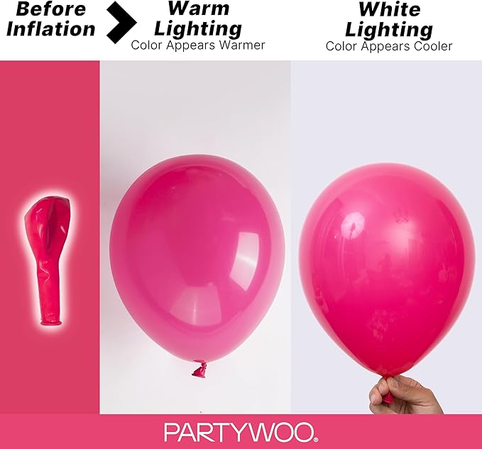 PartyWoo Hot Pink Balloons 140 pcs Different Sizes of 18 12 10 5 Inch Magenta Fuchsia Balloon Arch Kit Garland for Baby Shower Wedding Bridal Shower Anniversary Birthday Party Decorations Pink-Y12
