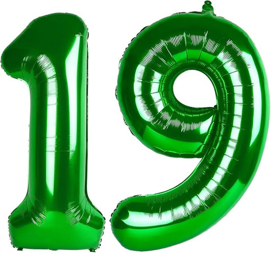 40Inch Balloon Number, Dark Green Number 19 Balloons Birthday Decoration for Men & Women, Foil Dark Green Party Decorations for Birthday Wedding Engagement Memroial Day's