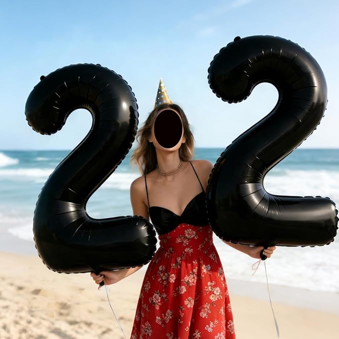 40 inch Number Balloon 0-9 Black Large Number 25 Balloons,Digital Balloons for Birthday Party Celebration Decorations Supplies, Helium Foil Number Balloons for Wedding Anniversary