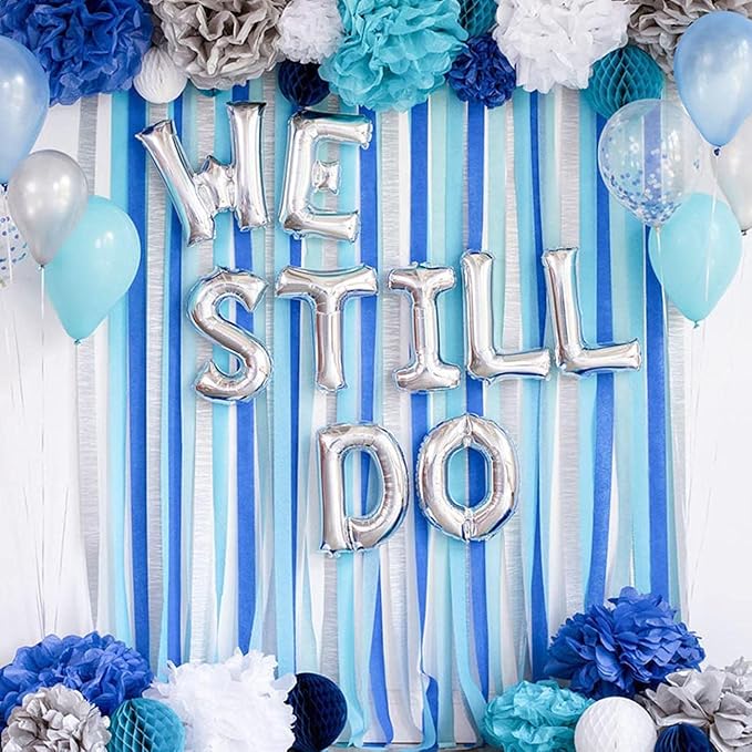 CC wonderland zone 6 Rolls Blue Crepe Paper Streamers for Baby Shower Boy Birthday Various Festival Party Decorations-4.5CMx25M(Lake Blue,Sapphire Blue,Dark Blue)