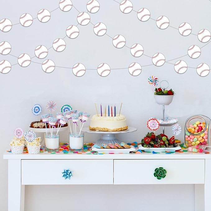 8 Packs Baseball Party Banners Baseball Garland Kit Baseball Hanging Swirl Baseball Party Supplies Decorations Baseball Paper Cutouts for Birthday Party Home Classroom Favor Supplies Decor