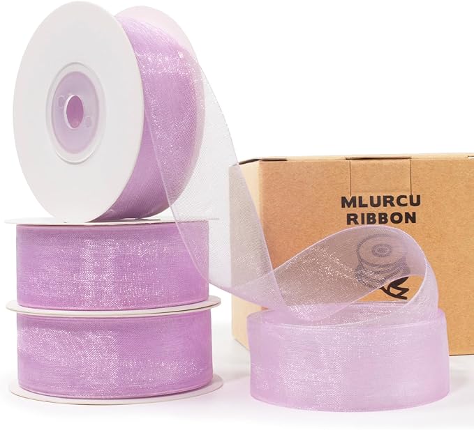 Light Purple Organza & Chiffon Tulle Ribbon - 1 Inch x 75 Yds for Gift Wrapping, Christmas, Weddings & Crafts