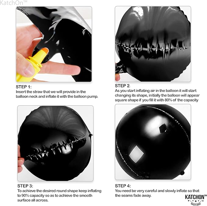 KatchOn, Huge Black Balloons - 22 Inch, Pack of 12 | Round 4D Black Foil Balloons for Black Birthday Decorations, Prom Decorations 2026 | Graduation Decorations 2026, Bachelorette, Baby Shower