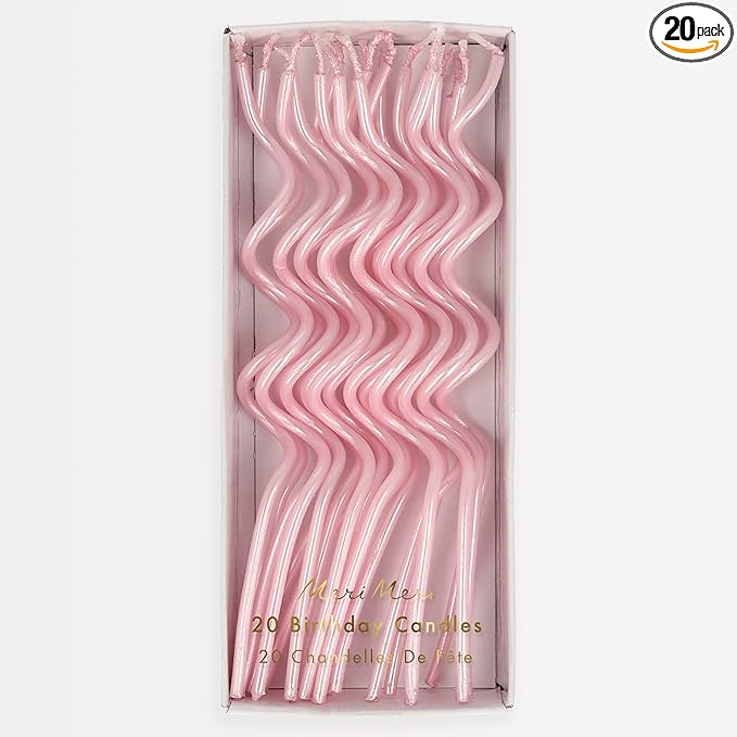 Meri Meri Swirly Tall Cake Candles (Pack of 20), 5" Tall Unscented Candles