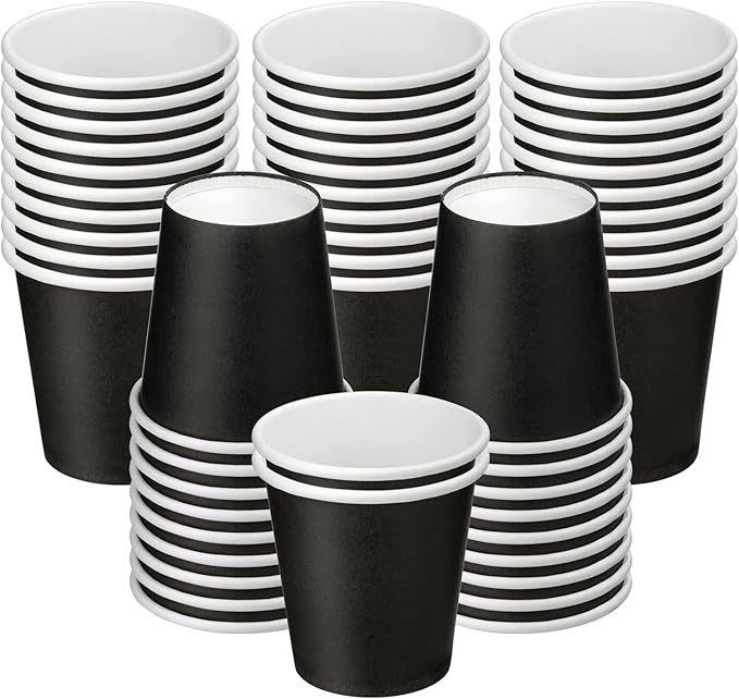 3 oz Paper Cups, Black Mouthwash Cups 50 Count, Disposable Bathroom Cups, Espresso Cup Small Paper Cups for Party, Picnic, Travel, Espresso and Snack