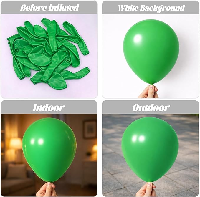 Voircoloria 90pack Green Balloons Different Size 18/12/10/5 Inch Green Balloon Garland Arch Kit for Graduation, St. Patrick's Day, Dinosaur, Jungle, Forest, Wedding, Birthday, Christmas Decorations