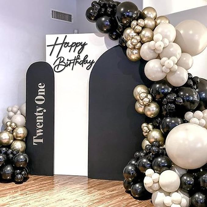Happy Birthday Sign for Backdrop - Glitter Happy Birthday Felt Letter Sign for Balloon Arch Birthday Party Balloon Arch Backdrop Decorations for Birthday Party Baby Shower - Glitter Black