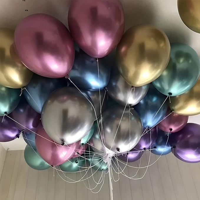 Voircoloria 105pcs Metallic Balloons 12inch Chrome Party Balloons for Boys Girls Birthday Baby Shower Gender Reveal Wedding Decorations