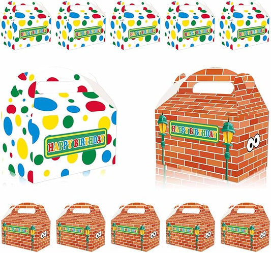 Zliisang 16PCS Cartoon Red Brick Wall Candy Boxes Colorful Goodie Gift Bags for Kids Birthday Party Favors Bags Treat Candy Decorations for Kids Baby Shower Birthday Favors