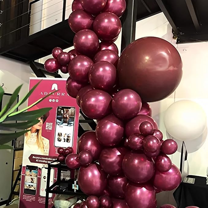 Voircoloria 105pcs Burgundy Balloons 12inch Maroon Party Latex Balloons for Birthday, Graduation, Baby Shower,Wedding, Anniversary Valentines Party Decorations