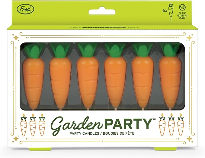 Genuine Fred Garden Party Carrot Candles, Set of 6 Carrot Party Candles, 2.4 Inch Tall, Spring Cake Toppers and Food-Themed Celebration Decor