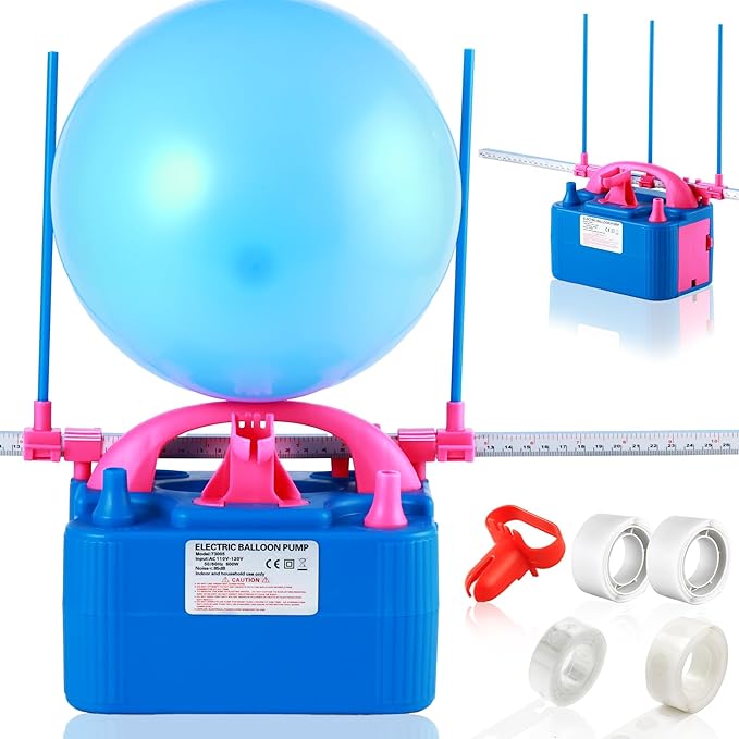 Party Zealot Electric Balloon Inflator Dual Nozzles with Balloon Sizer Air Pump US Standard Plug for Arch, Column Stand, Birthday, Wedding, Christmas, Graduation Party, and Party Decorations