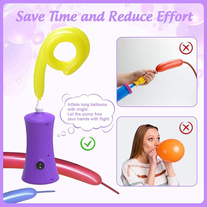 Balloon Pump Electric Air Pump for Long Balloon Inflator Blower Machine for Birthday Party Celebration Balloons Decorations for Twisty Animal Balloons