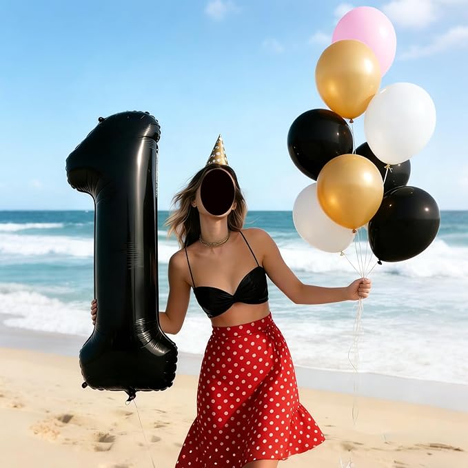 40 inch Number Balloon 0-9 Black Large Number 100 Balloons,Digital Balloons for Birthday Party Celebration Decorations Supplies, Helium Foil Number Balloons for Wedding Anniversary