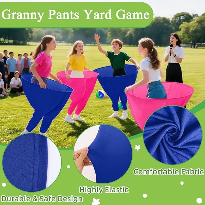 Granny Pants Yard Game Freaky Party Games Pants with Bouncy Balls and Air Pump Oversized Granny Pants Outdoor Game for Adults and Family Interactive Throwing Game for Group Gatherings