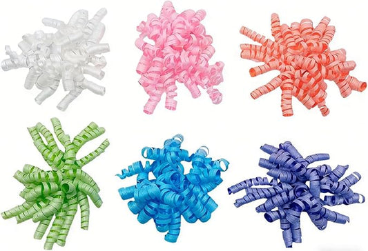 6pcs Self Adhesive Curly Bows for Gift Wrapping, Sparkling Ribbon Bows for Present Boxes, Birthday, Christmas, Wedding Decorations
