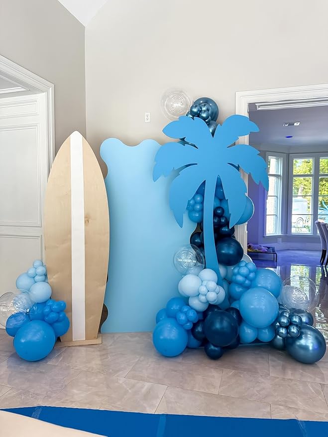 Blue Latex Balloons, 50pcs 12 Inches Metallic Light Navy Blue Balloons with 1 Ribbon for Baby Shower, Wedding, Birthday Party Decorations