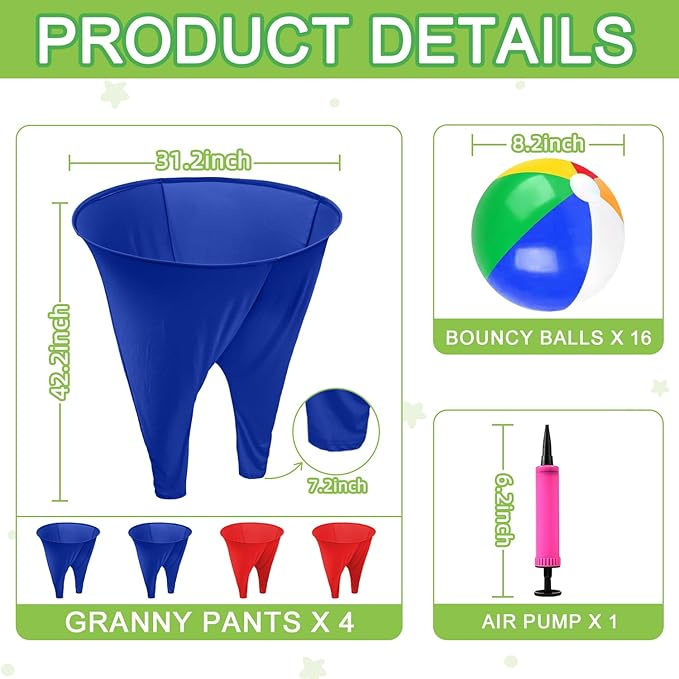 Granny Pants Yard Game Freaky Party Games Pants with Bouncy Balls and Air Pump Oversized Granny Pants Outdoor Game for Adults and Family Interactive Throwing Game for Group Gatherings