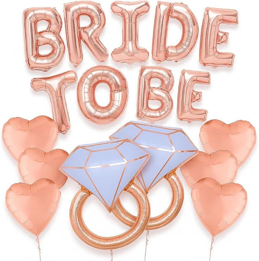 KatchOn, Rose Gold Bride To Be Balloons - Pack of 17 | Bridal Decorations | Bachelorette Party Decorations | Bride Balloons for Rose Gold Bridal Shower Decorations | Bachelorette Balloons